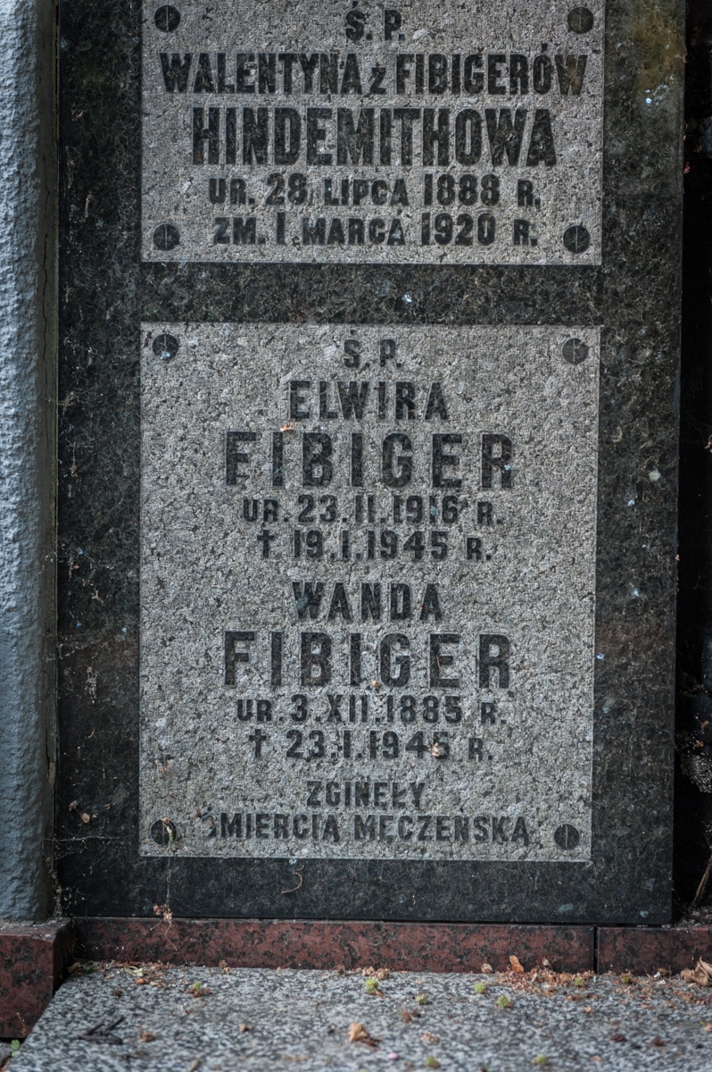 Tablica z grobu Elwiry Fibiger na cmentarzu ewangelickim w Kaliszu