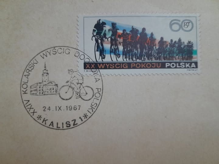 Pamiątkowa koperta z "kaliskiego" etapu 24 edycji Tour de Pologne